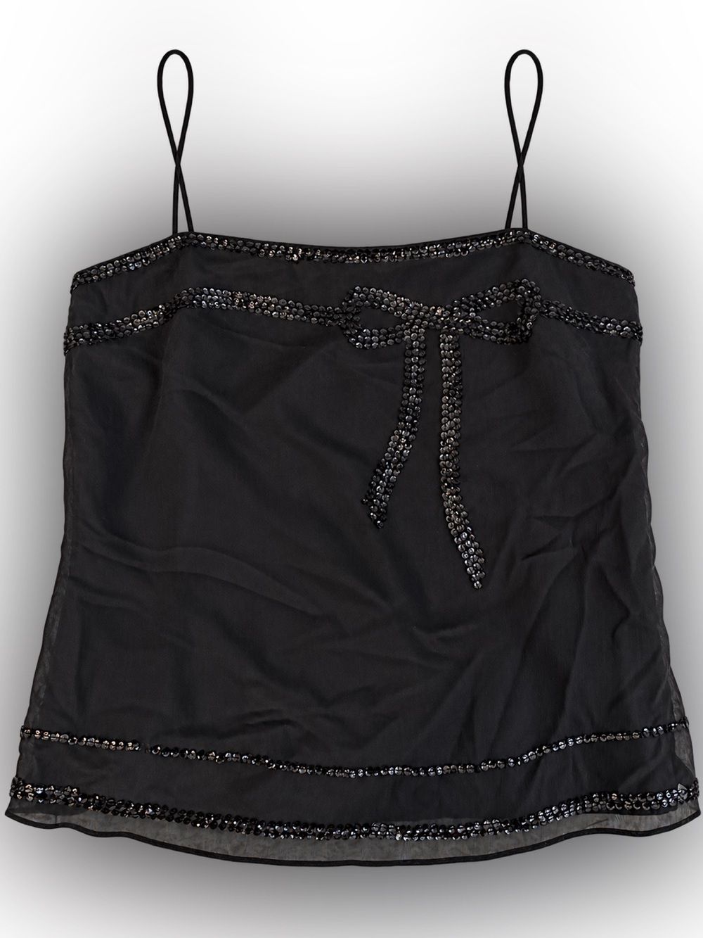 Banana Republic Black Silk Beaded Camisole Top Size M